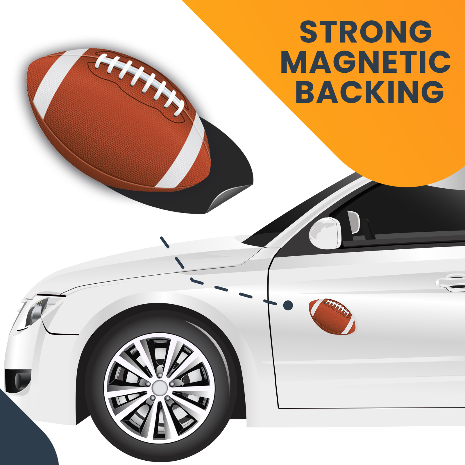 Magnet Me Up Football Magnet Decal, 5 Inch, Brown and White, Automotive magnet