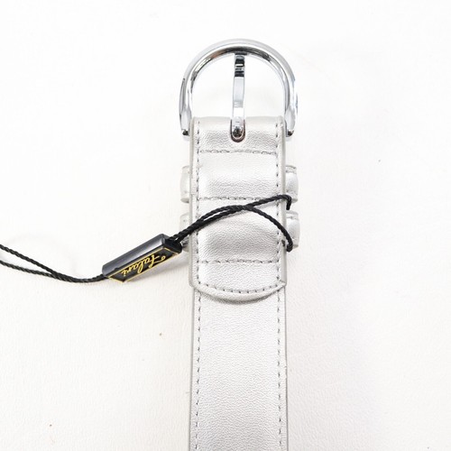 Falari Dress Belt Women M 34-36 Silver Leather Hardware Adjustable Buckle NWT