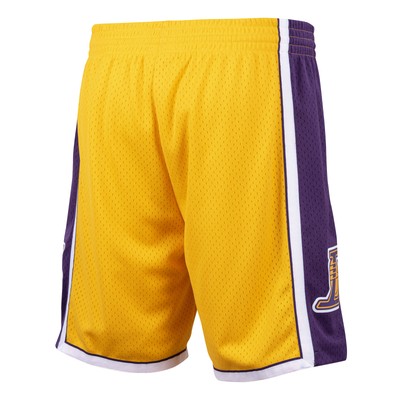 MITCHELL AND NESS LOS ANGELES LAKERS MITCHELL AND NESS HARDWOOD CLASSICS ROAD SWINGMAN SHORTS
