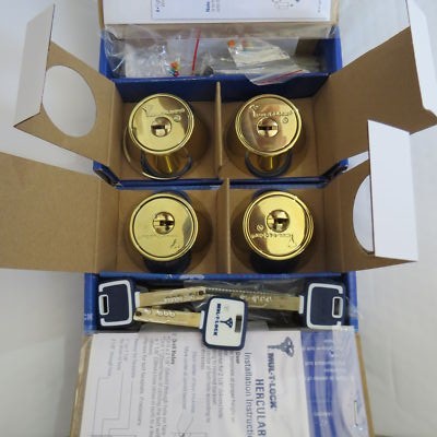 2 Keyed Alike Mul T Lock MT5+ Deadbolt Hercular double Cylinder -BRIGHT BRASS