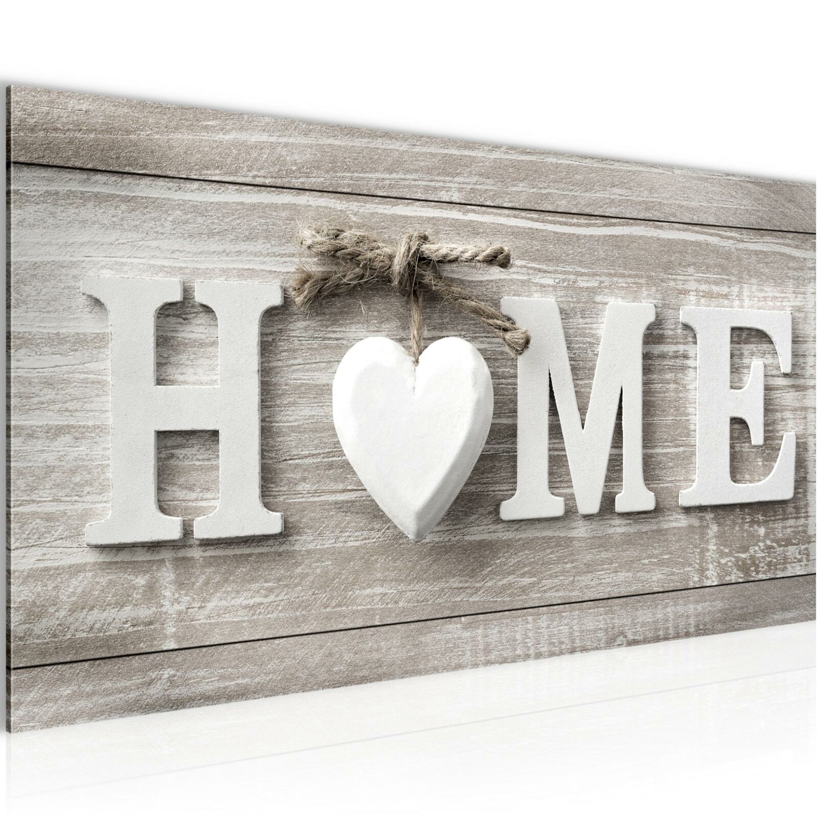 Wandbilder   Wohnzimmer - Home Herz  Beige Braun - Schlafzimmer Bilder 100x40 cm