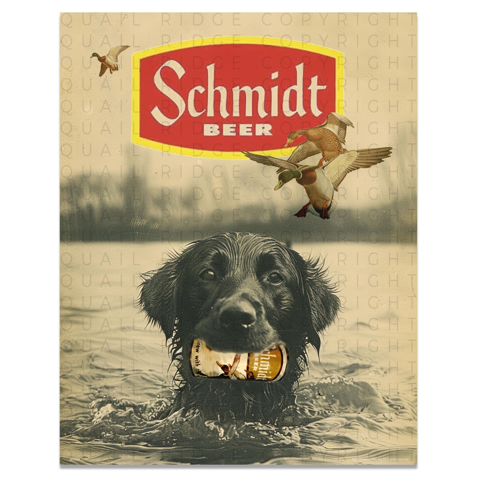 Vintage Schmidt Beer Can Art Print Advertising Sign Breweriana Hunting Artwork