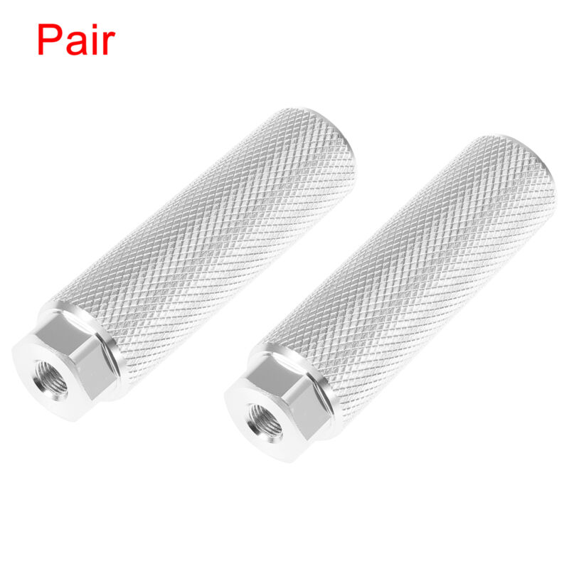 1 Pair Aluminum Alloy Foot Pegs for BMX MTB Bicycle Fit 3/8 Inch Silver Tone