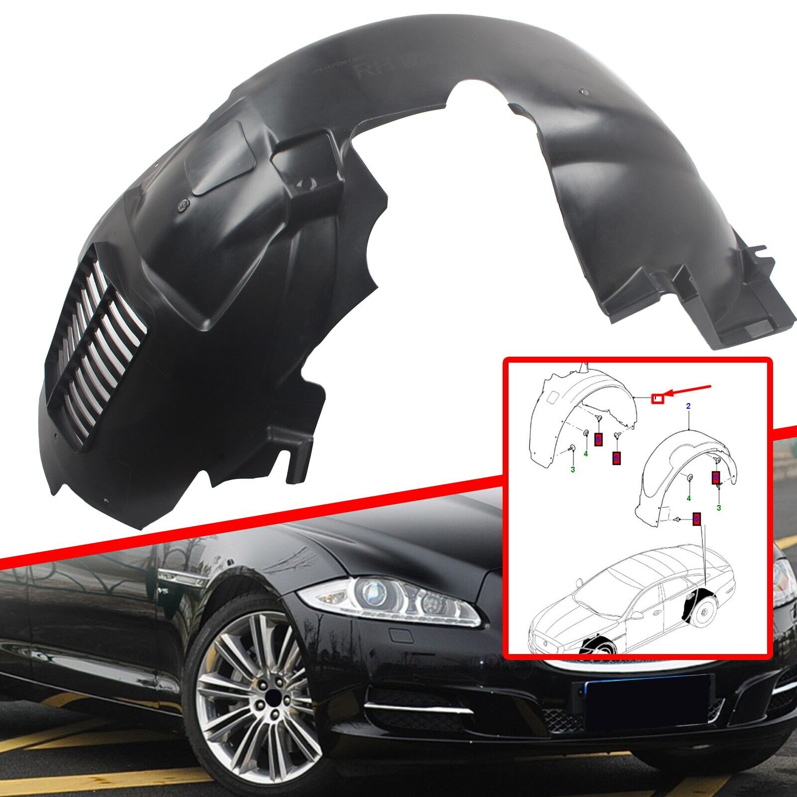 For Jaguar XJ XJR 10-19 Front Right Side Fender Liner Splash For Jaguar XJ XJR 10-19 Front Right Side Fender Liner Splash