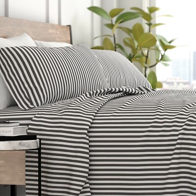 Kaycie Gray Fashion 4 Piece Ultra Soft 100% Microfiber Ribbon Bed Sheet Set