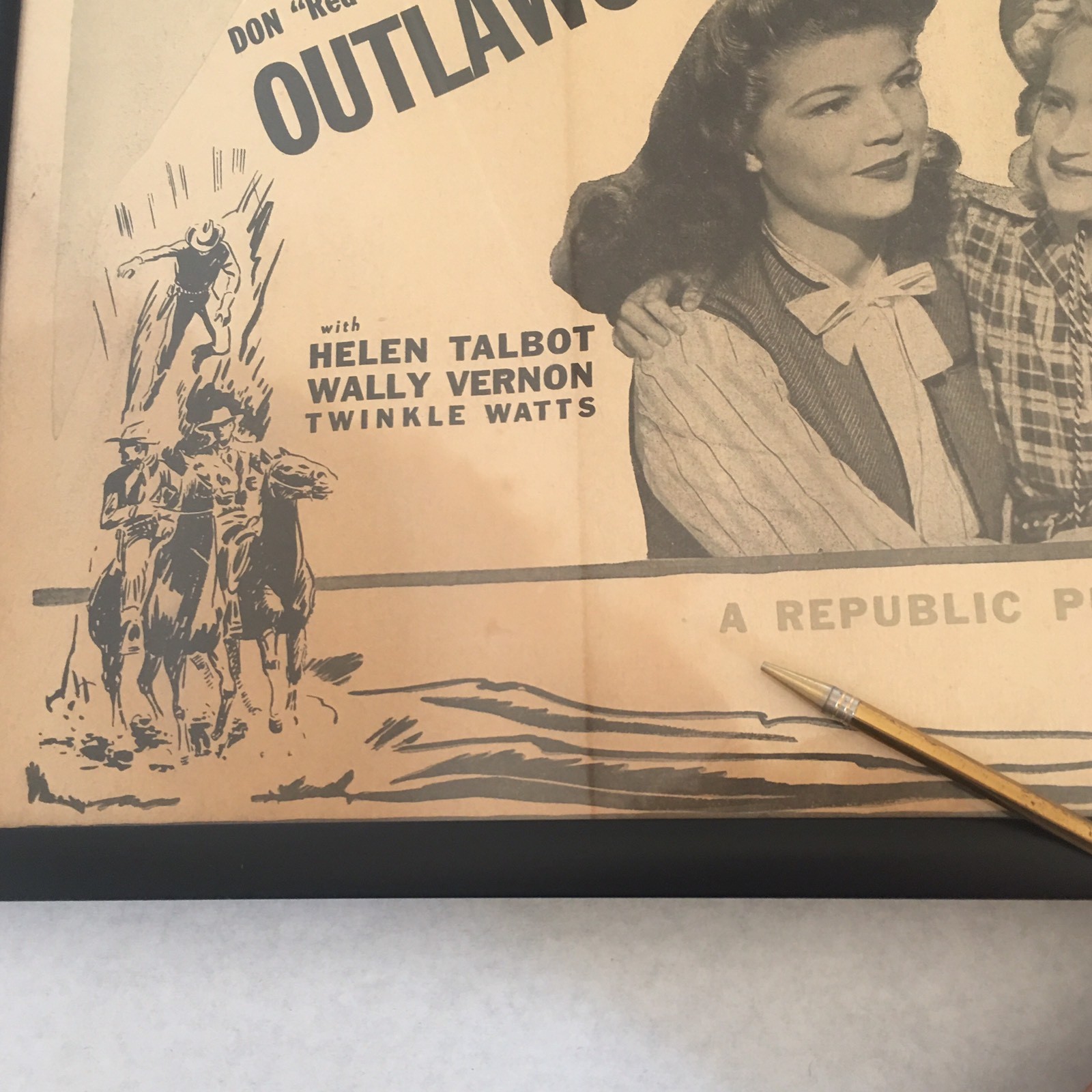 Outlaws of Santa Fe Movie Lobby Card Window Size Republic 1944 Vintage Framed