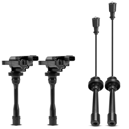 2x Ignition Coils & 2x Spark Plug Wires for Mitsubishi Eclipse Chrysler Dodge