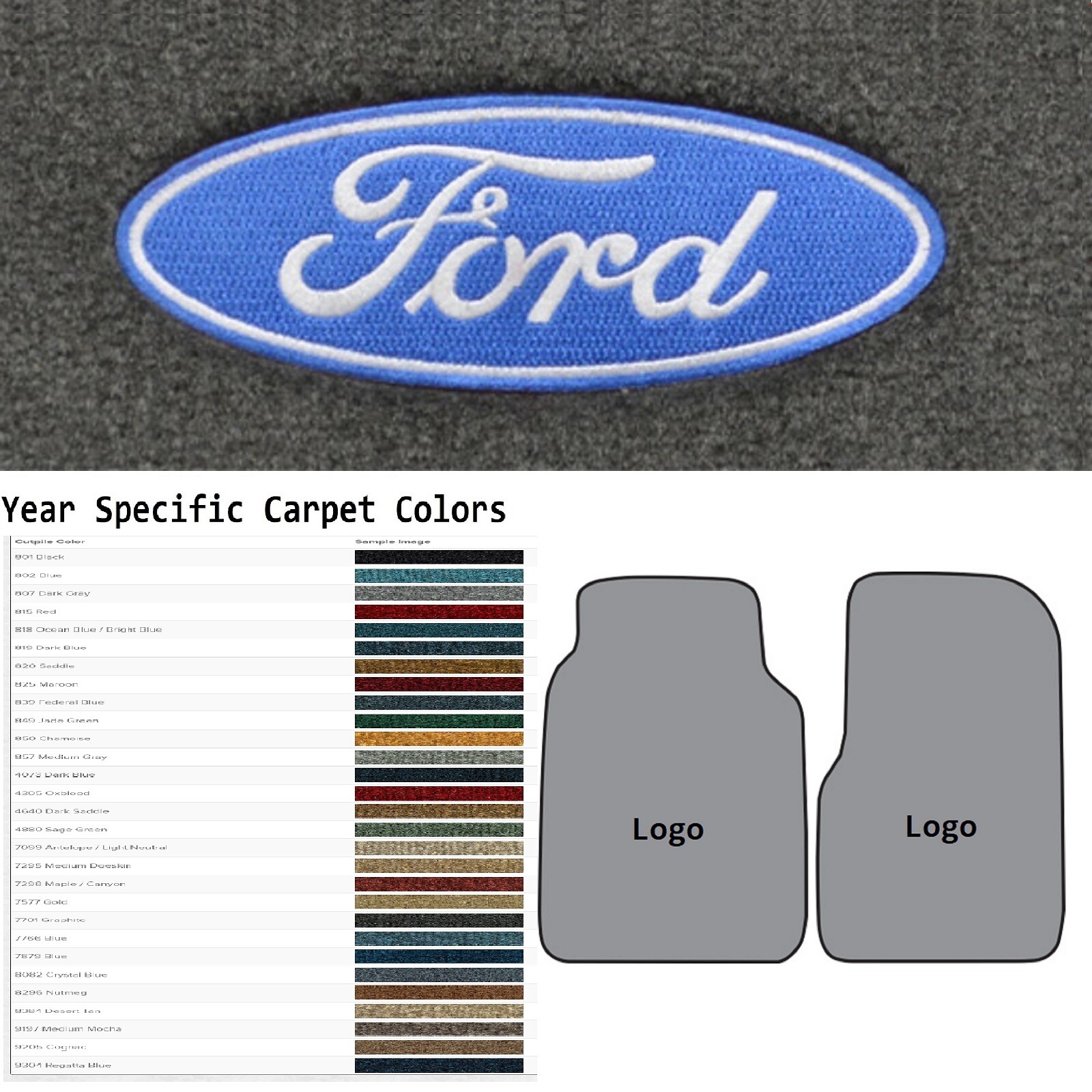ACC 1975-1987 Ford F-150 Ford Logo 2pc Cutpile Front Floor Mats | eBay