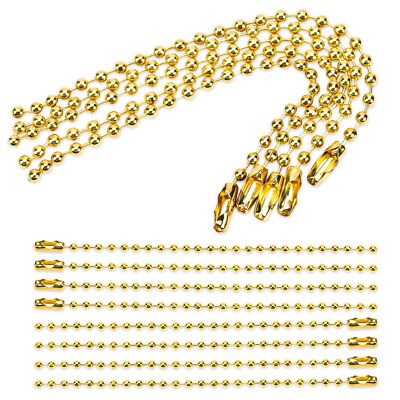 Ball Beads Chain 100 Pcs Gold Bead Chain 4 inch Metal Clasp Keychain Rings wi...