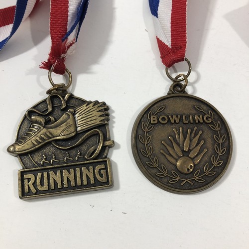 Lot Of 2 CROWN TROPHY Made In USA Bowling And Running MEDALS