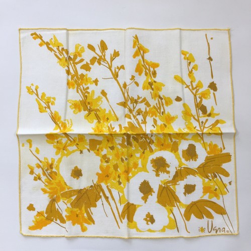 Vintage Vera Ladybug Cloth Napkins Yellow Gold Forsythia Floral Set of 6 Neumann