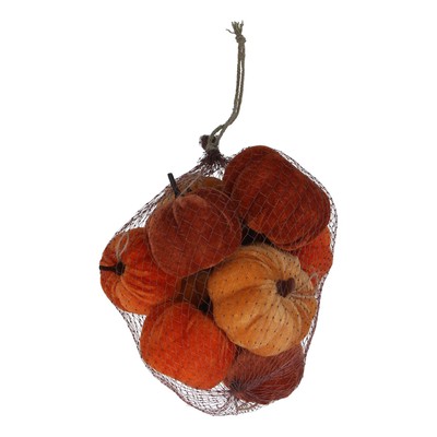 Halloween Decorations -Gisela Graham Bag of Multicoloured Velvet Pumpkins Autumn