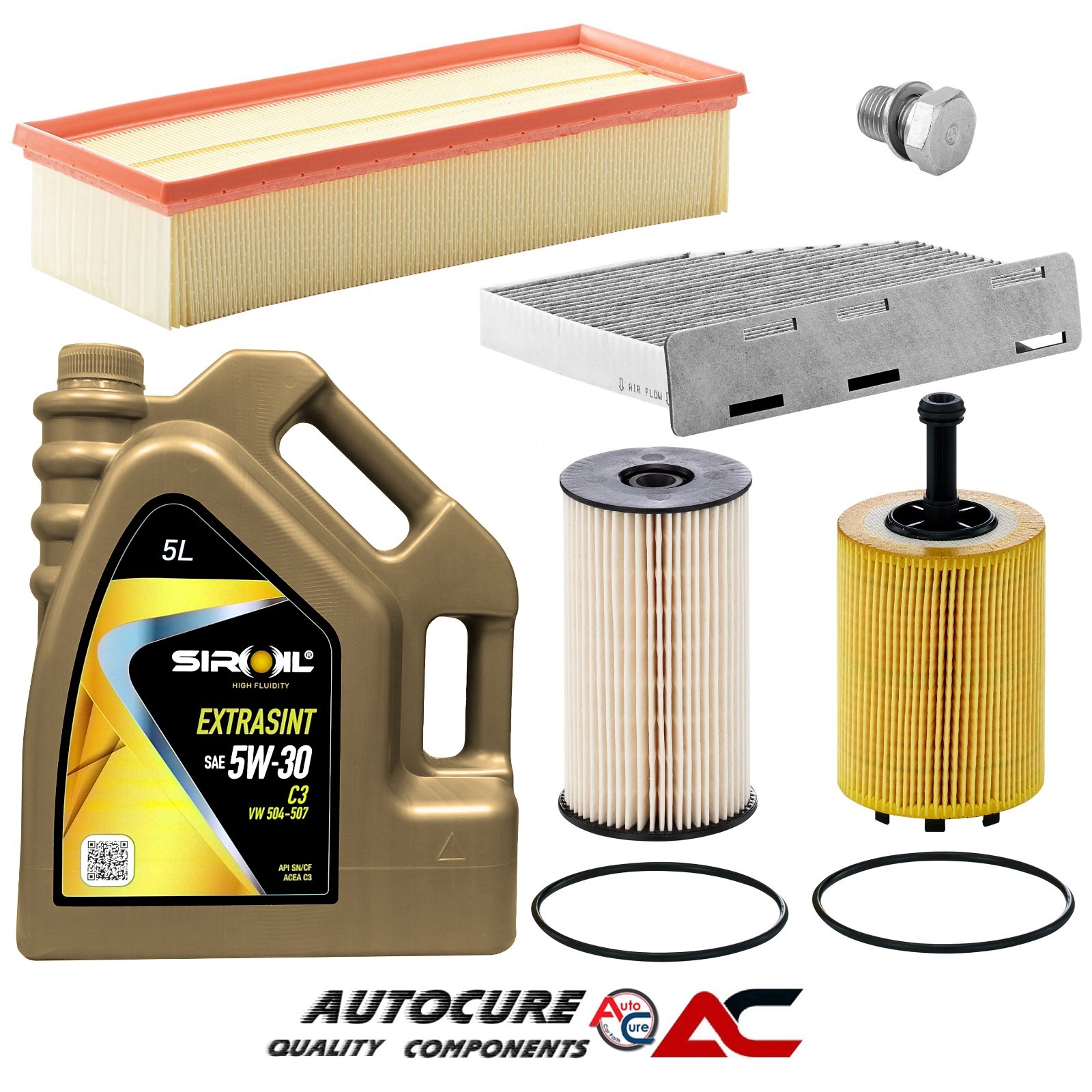 FOR SKODA OCTAVIA VRS 2.0 TDI MK2 FULL FILTER SERVICE KIT & 5 LITRES 5W-30 OIL