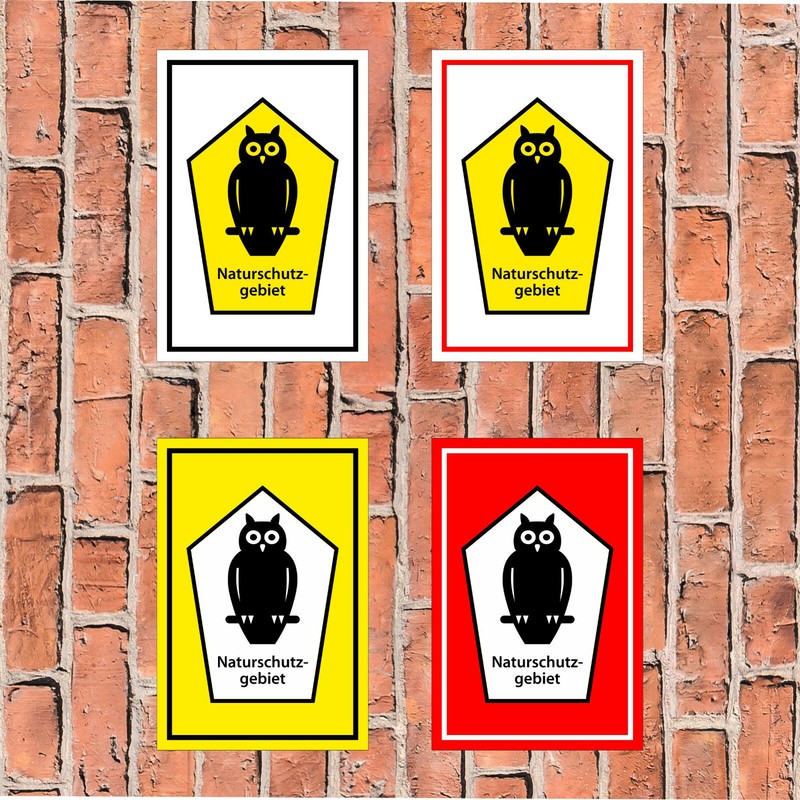 Schild Naturschutzgebiet - Eule In 4 GrÃ¶ÃEn Wald Forst Naturschutz - S00359-035
