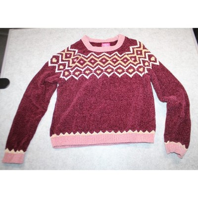 Girls Zunie girl long sleeve sweater size L 10/12 burgundy pink NWT