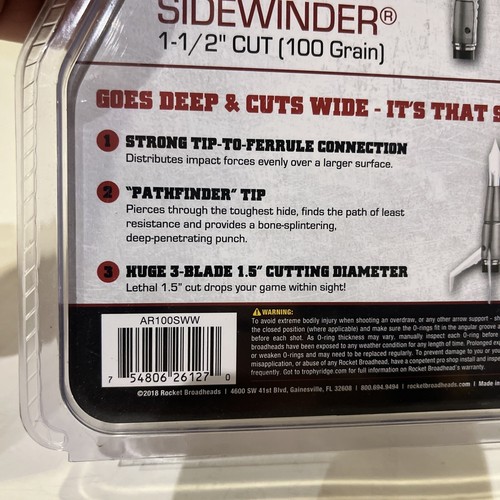 New Rocket Broadheads Sidewinder 100 grain 1  1/2" cut