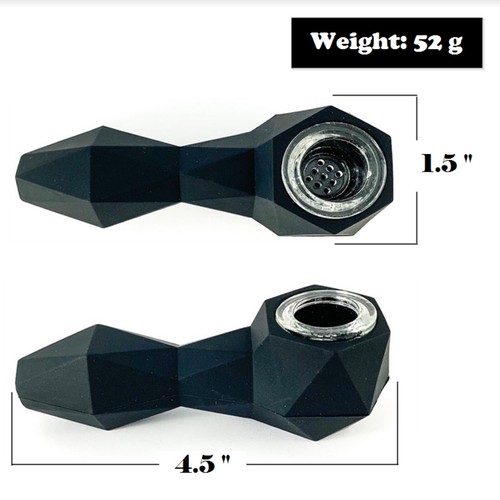 Black Prism Unbreakable Silicone Tobacco Smoking Pipe w/ Glass Bowl