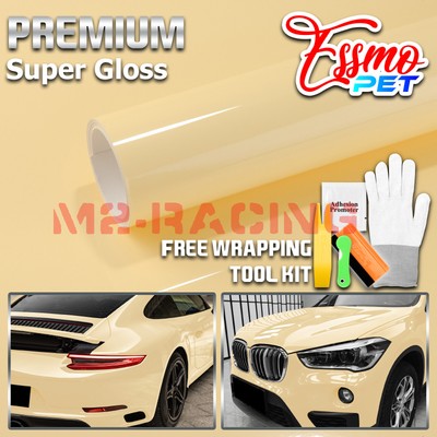 ESSMO PET Super Gloss Light Ivory Car Vehicle Vinyl Wrap Decal Glossy Like Paint