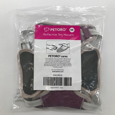 Petoro Adjustable Reflective Dog Harness No-Pull No-Choke Red Size Medium New