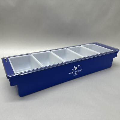 Grey Goose Vodka FIVE SECTION CONDIMENT TRAY Bar Garnish Fruit Tray Clear Lid