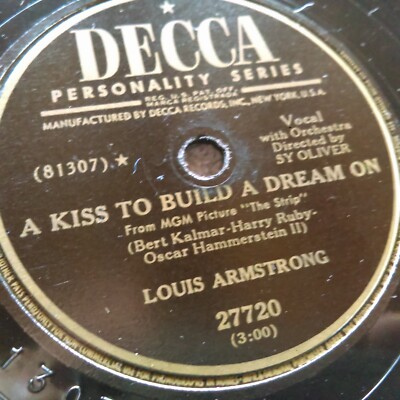 78 rpm Decca 27720, Louis Armstrong, Kiss to Build a Dream On, Ideas, jazz V