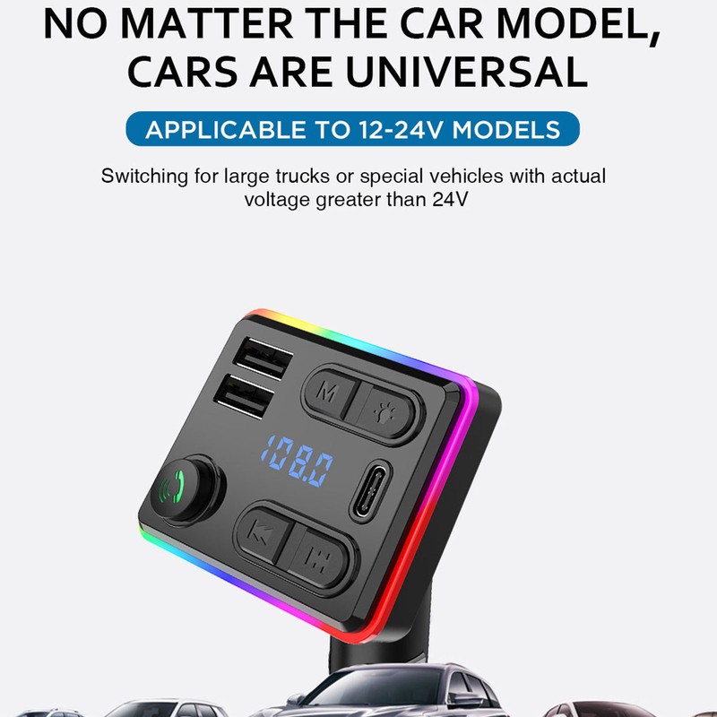 MP3 Music Player for Car Wireless MP3 Player Car Charging Adapter Type-C + USB