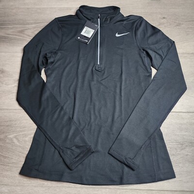 NIKE Women's Top Black Dry Element 1/2 Zip 1/4 Running  904900-010 XS