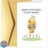 Cute Bee Birthday Card for Boyfriend Girlfriend Husband Wife, Funny Birthday Card for Partner Couple Kids, To My Honey