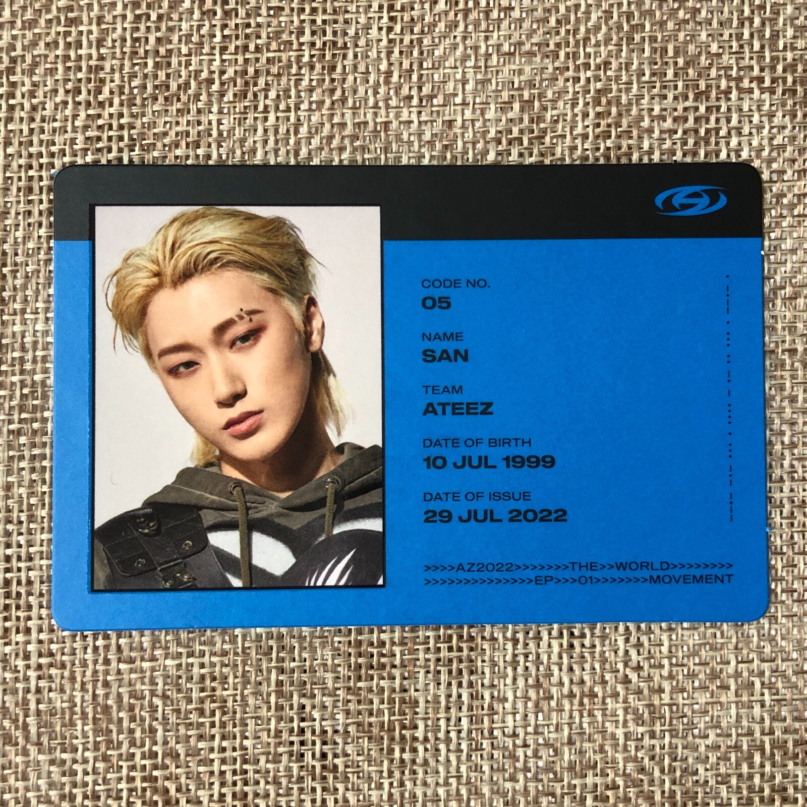ATEEZ SAN [THE WORLD EP.1 : MOVEMENT] Official ID Card