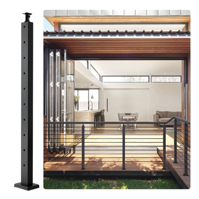 VEVOR Cable Railing Post Deck Railing 36x1x2'' Black Post w/ Pre-Drilled Holes