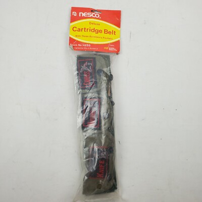 Nesco Deluxe Cartridge Belt With Three Accessory Pockets and Rifle Cartridges
