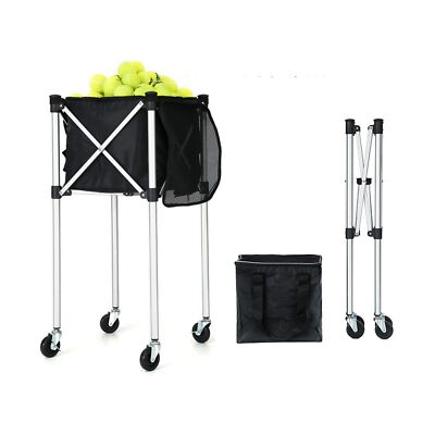 AKOZLIN Tennis Ball Hopper with Wheels Holds 150 Balls Tennis Ball Cart Sport...