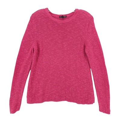 EILEEN FISHER Organic Linen Cotton Loose Textured Knit Pullover Pink SMALL