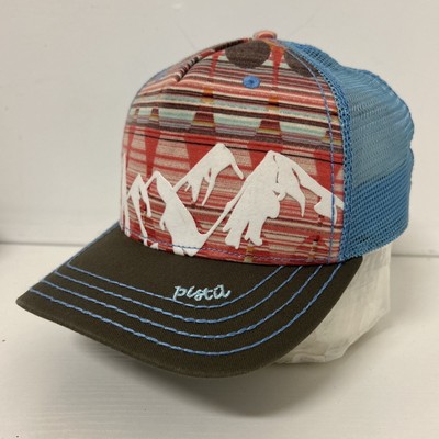 Pistil Trucker Snapback Hat Cap McKinley Mountains Velvet Logo Blue Mesh
