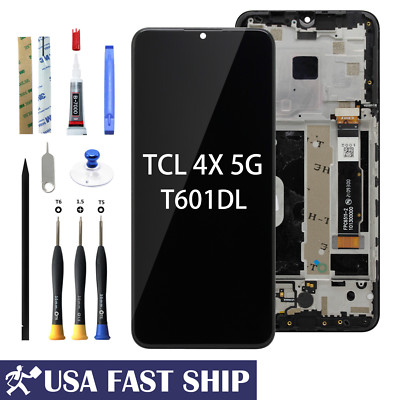 OEM Digitizer LCD Display Touch Screen Frame Assembly For TCL 4X 5G T601DL 6.52''