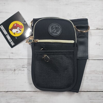 Buc-ee's Crossbody Tumbler Bag Black 3 Card Wallet Adjustable Strap Bucees - New