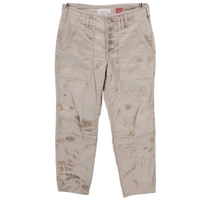 ANTHROPOLOGIE The Wanderer Utility Pants Metallic Gold Abstract Print Size 28