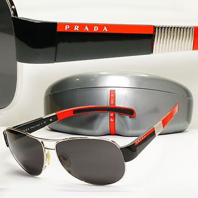 Prada 2006 Black Sunglasses Vintage Pilot Silver PS51HS SPS 51H 1BC-3M1 240123