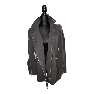 $305 Star Crossed Lovers Women s Long Zip Up Studded Jacket Style SCL47080 Sz M