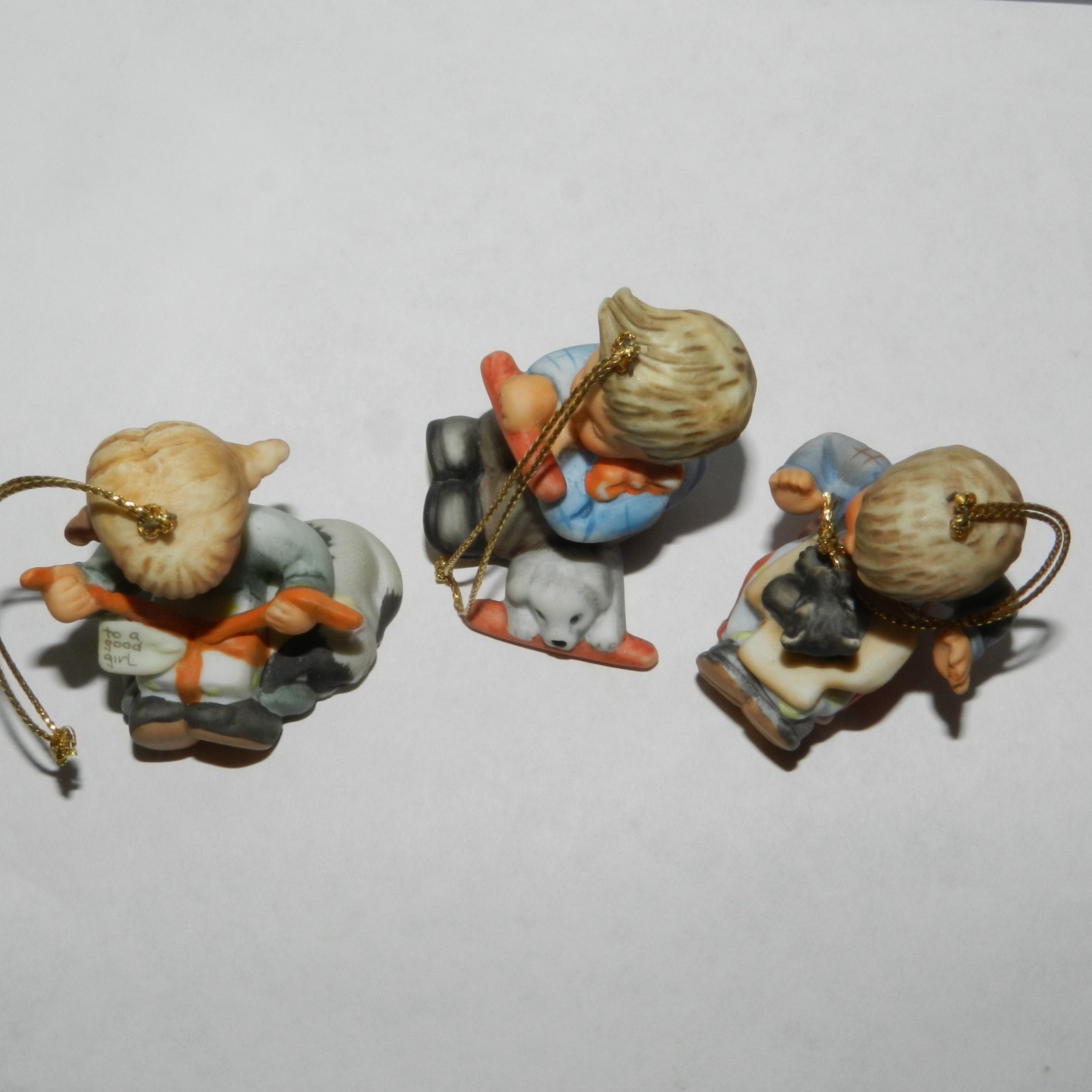 Hummel Christmas Ornaments BERTA HUMMEL 1997 Pets cat dog lot of 3 PRE-owned