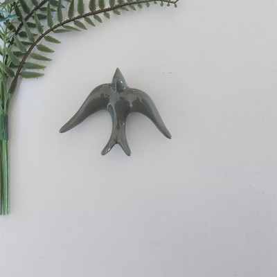 Glazed Green Glimmer Swallows Wall Hanging