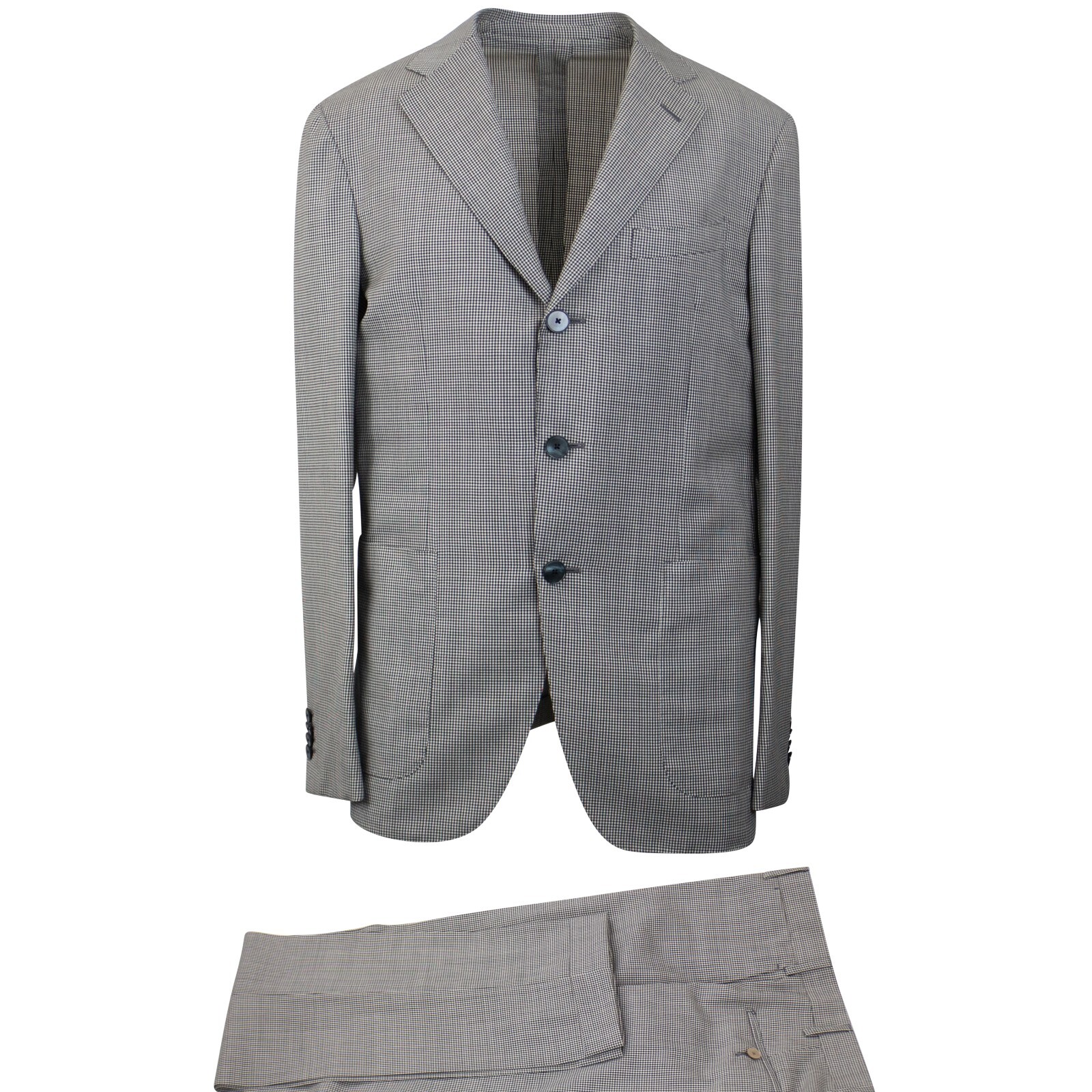 Pre-owned Caruso Black & White Houndstooth Single Breasted Suit 8r Size 50 $1995