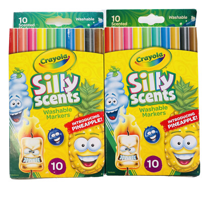 2 - Crayola Silly Scents Washable Markers 10 Count Scented Fine Line - Assorted