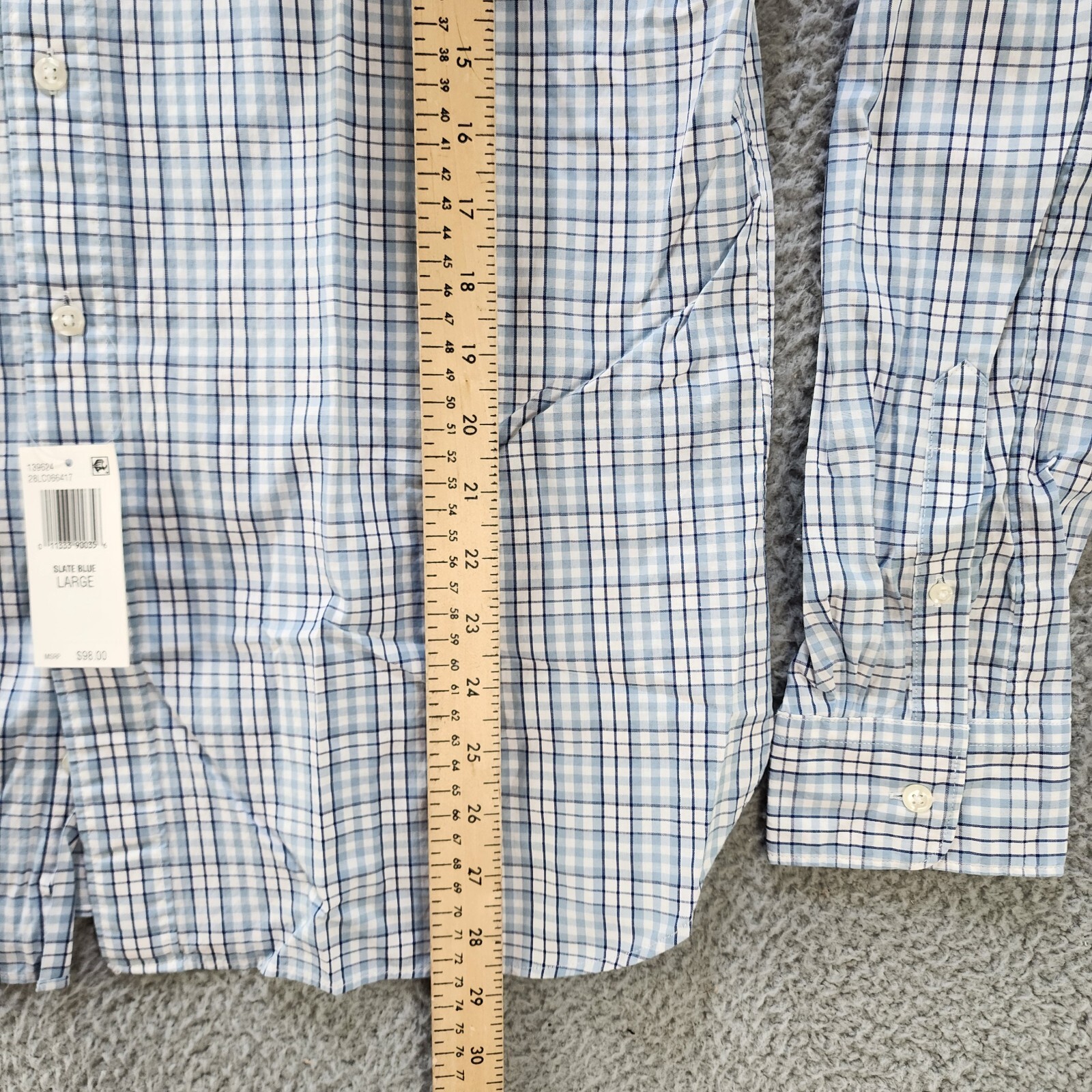 The Men's Store Classic Plaid Button Up Shirt Men's L Slate Blue Collared L/S - Picture 7 of 11