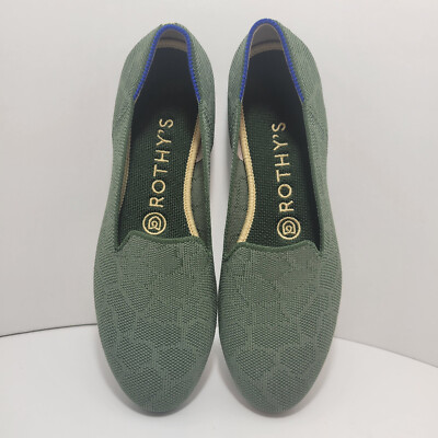 Rothy's The Loafer Safari Green Round Toe Slip on Flat Shoes Women's Size 6.5 US