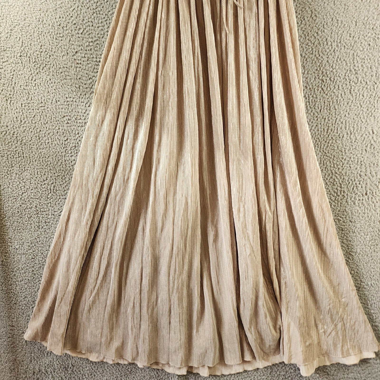Jonathan Simkhai Plisse Lame Goddess Gown Women's M Champagne Back Zip Closure - Picture 10 of 14