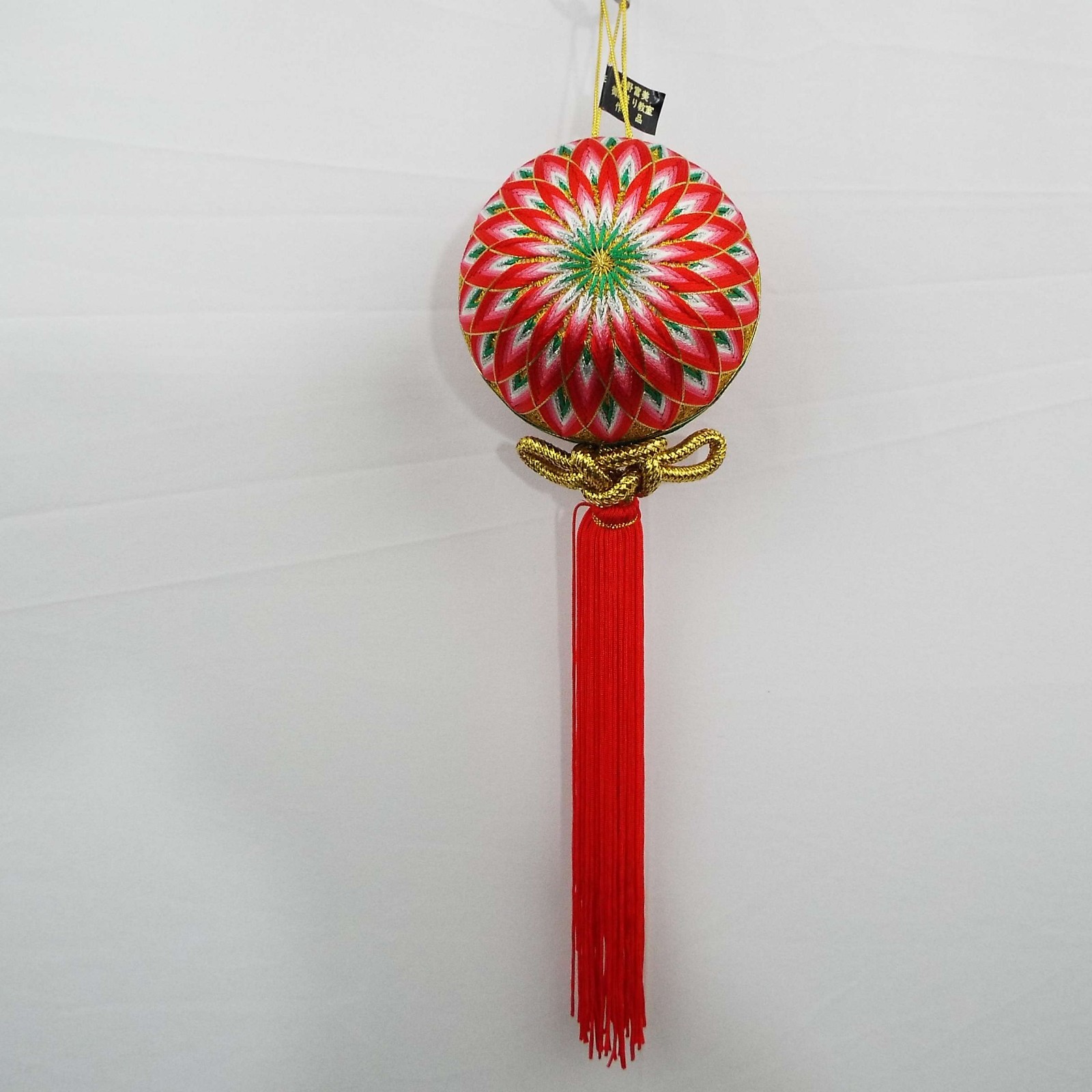 Vintage Embroidered Temari Hanging Ornament Ball w. Elegant Tassels 3
