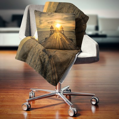Designart 'Huge Wooden Bridge to Illuminated Sky' Pier Gold 71 in. x 59 in.