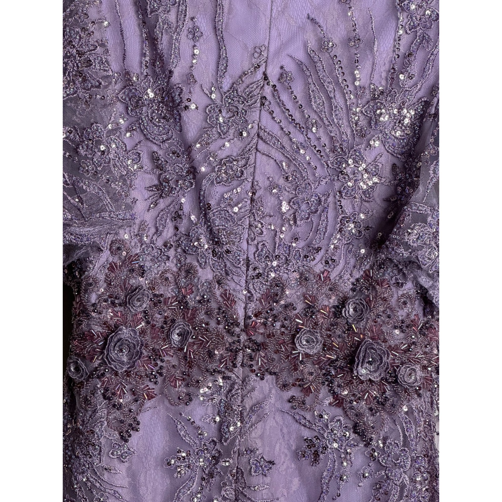 Pre-owned Mac Duggal Vintage Lilac Flutter Sleeve Evening Gown Maxi Dress Size 8 67493 In Purple