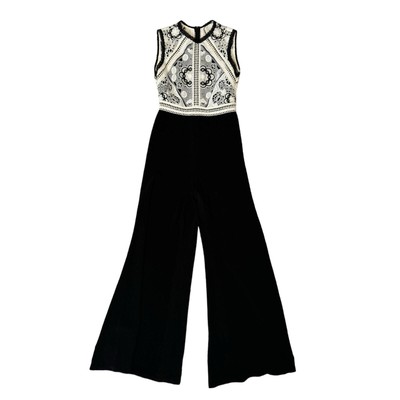 Alexis for Neiman Marcus NEW Wide Leg Jumpsuit Black White Sleeveless 